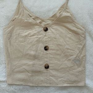 Beige Button-Down Women's Top